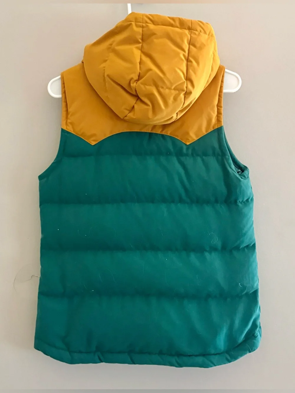 Patagonia Bivy Hooded Down Vest Arbor Green/Mustard | Size M - Picture 7 of 10